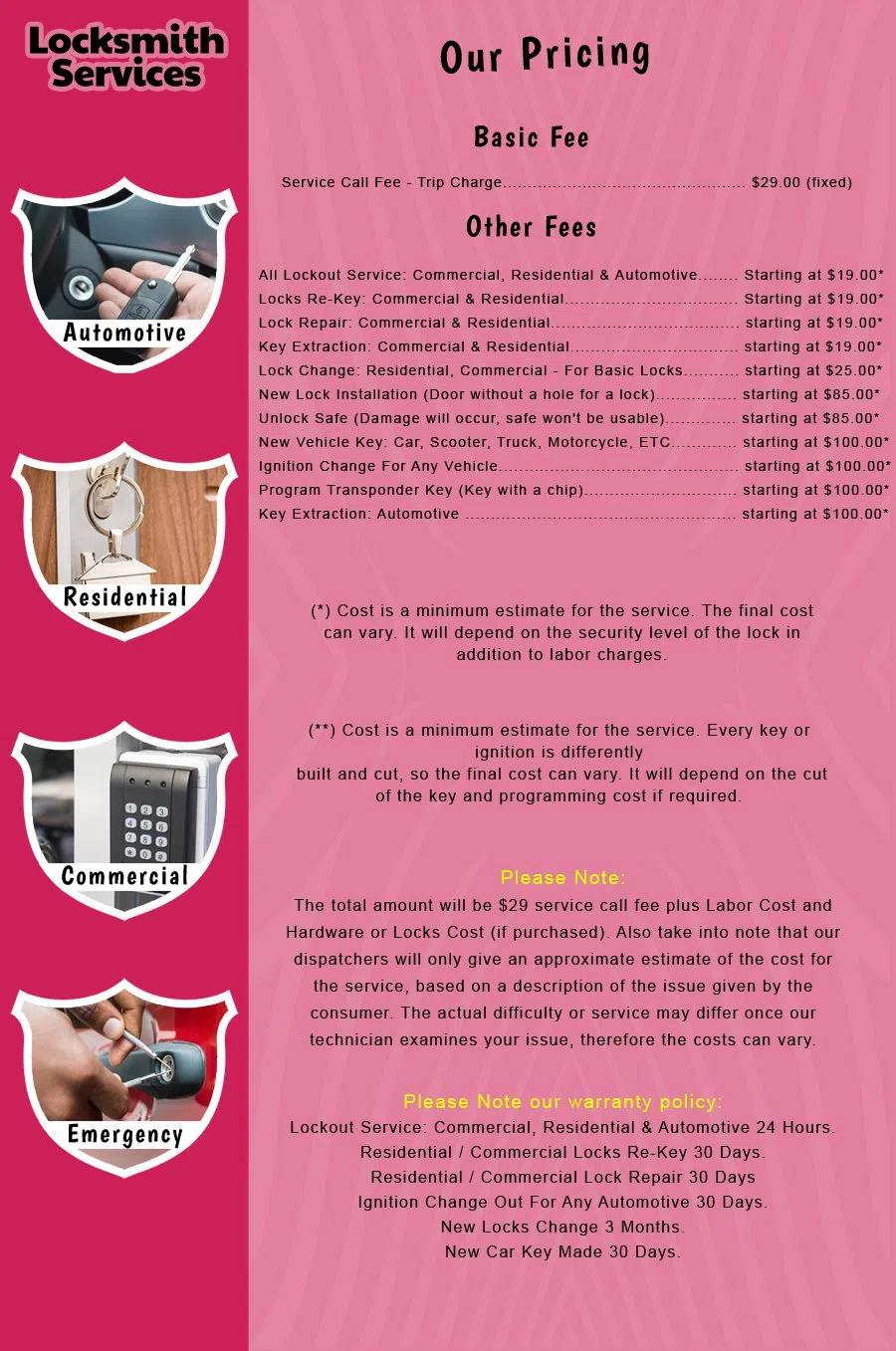 Holmdel NJ Locksmith Store Holmdel, NJ 732-701-7637 - price-list-c-18